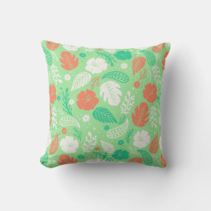 Coussin Motif de feuillage vert et orange