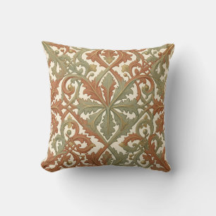 Coussin Motif de feuille Art Nouveau en terre cuite et sau