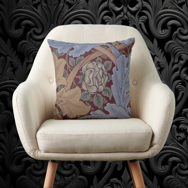 Coussin Motif de feuille d'acanthe de St. James par Willia (St. James Acanthus Pattern by William Morris Throw Pillow)