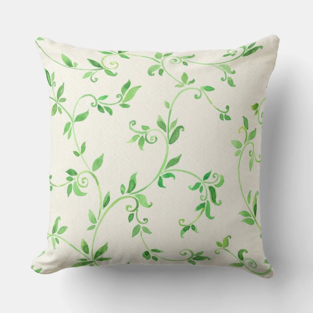 Coussin Motif de feuille d'aquarelle (Recto)