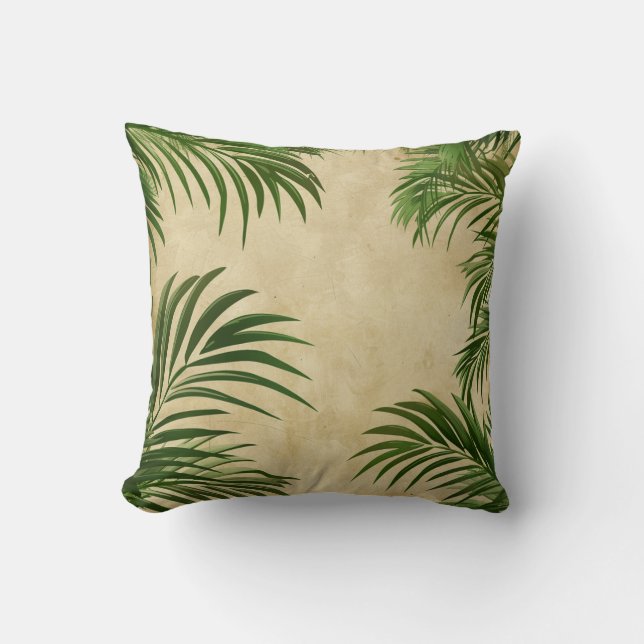 Coussin Motif de feuille de palme vert vibre (Recto)