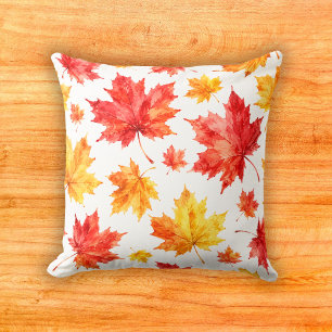 Coussin Motif de feuille d'érable à l'aquarelle en or cram