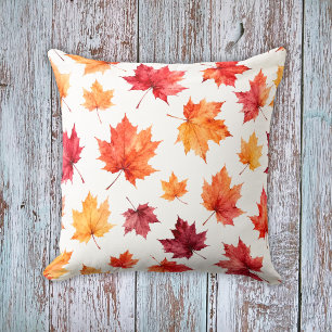 Coussin Motif de feuille d'érable à sucre d'automne à l'aq