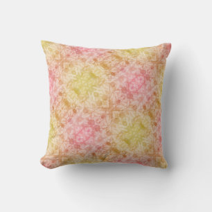 Coussin Motif de feuille tropicale rose jaune Boho