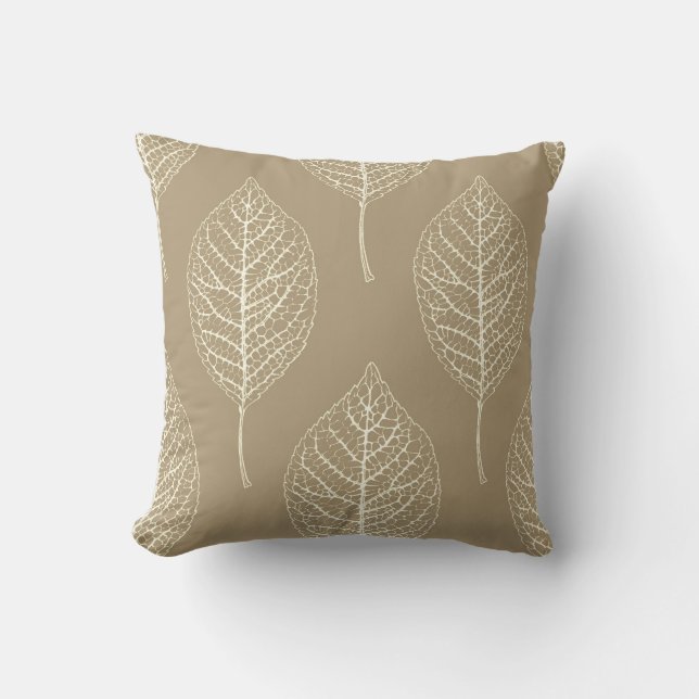 Coussin Motif de feuille végétale verte kaki (Recto)