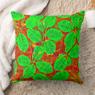 Coussin Motif de feuille verte luxuriante