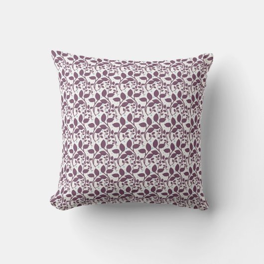 Coussin Motif de feuille violet foncé, élégante impression (Recto)