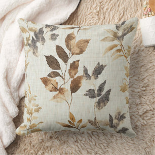 Coussin Motif de feuilles automnales rustiques chaudes en 