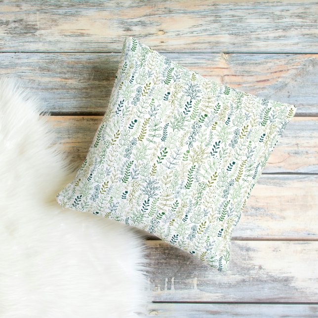 Coussin Motif de feuilles botaniques vertes (Créateur téléchargé)