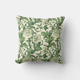 Coussin Motif de feuilles d'acanthe vert foncé orné