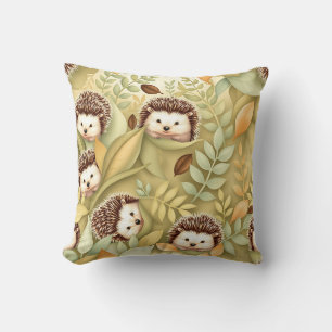 Coussin Motif de feuilles d'automne de hérisson mignon
