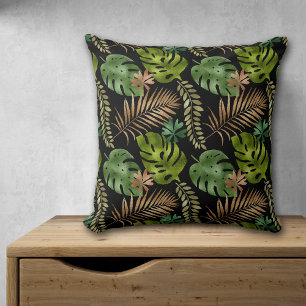 Coussin Motif de feuilles de cuivre vert