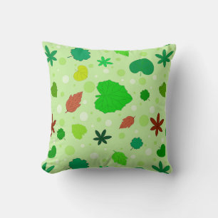 Coussin Motif de feuilles de formes et de couleurs variées