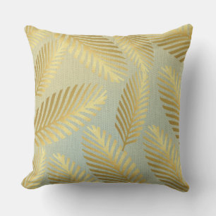 Coussin Motif de feuilles de palmier dorées ombrées