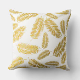 Coussin Motif de feuilles de palmier en or faux