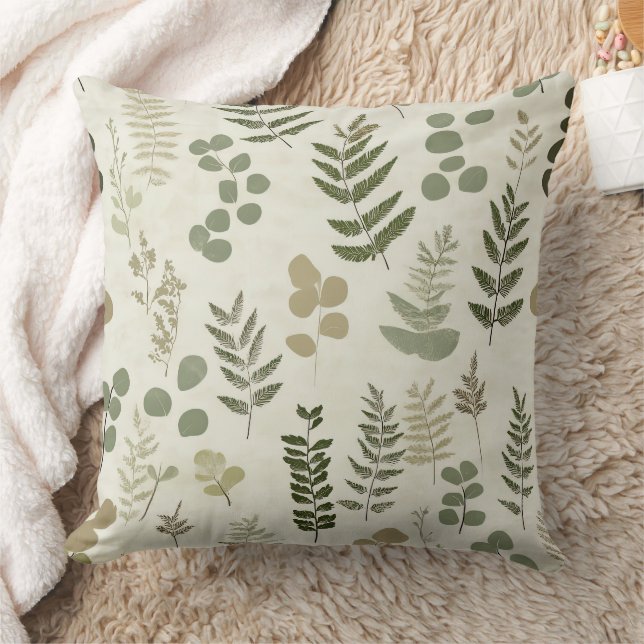 Coussin Motif de feuilles pressées botaniques – Impression (Couverture)