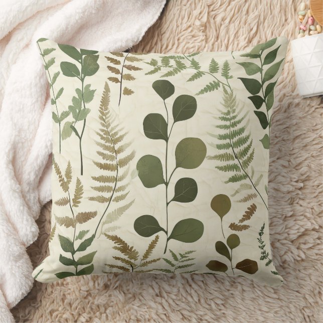 Coussin Motif de feuilles pressées botaniques – Impression (Couverture)