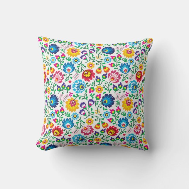 Coussin Motif de fleur d'art populaire 2 (Recto)