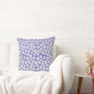 Coussin Motif de fleur de marguerite bleue blanche