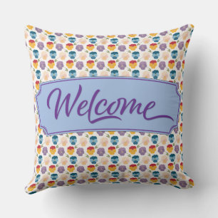 Coussin Motif de fleur de pensée de bienvenue  
