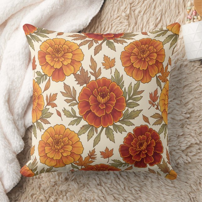 Coussin Motif de fleur de souci d'automne (Couverture)