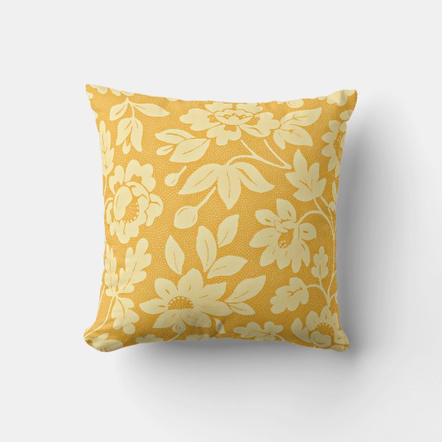 Coussin Motif de fleur jaune de William Morris (Recto)