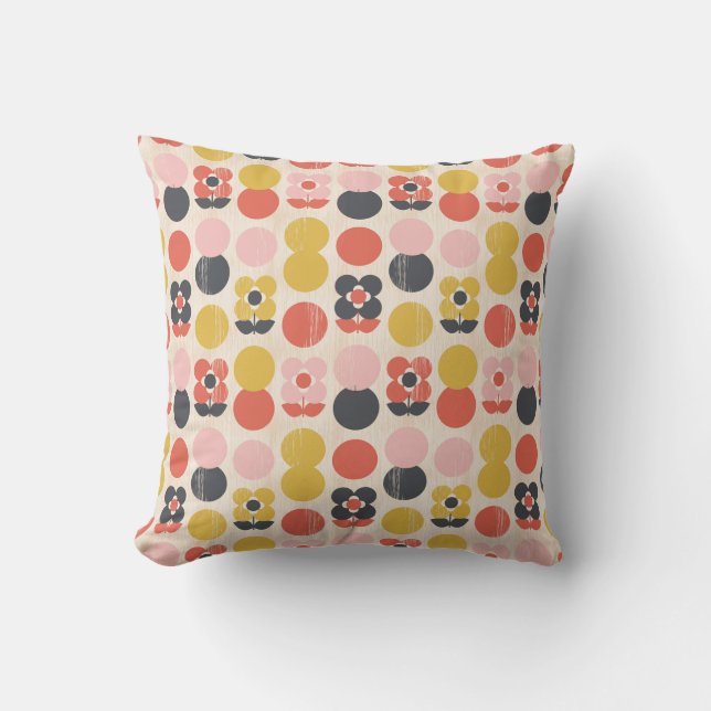 Coussin Motif de fleur moderne de la moitié du siècle (Recto)