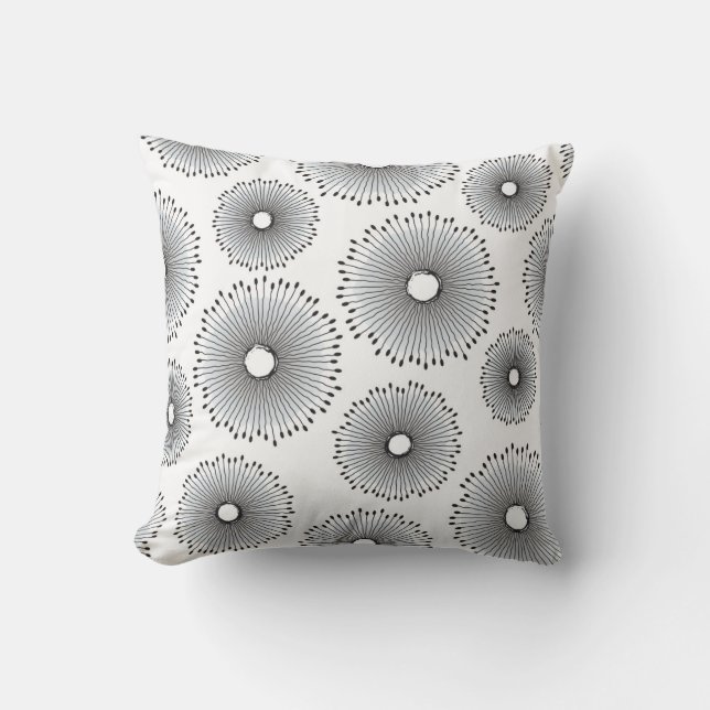 Coussin Motif de fleur moderne de pissenlit dans le gris (Recto)