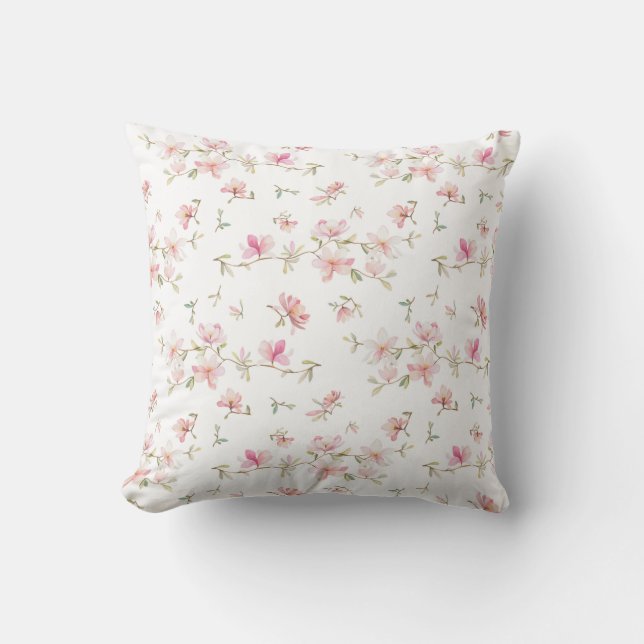Coussin Motif de fleur rose mou d'aquarelle (Recto)