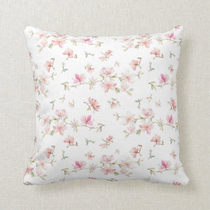 Coussin Motif de fleur rose mou d'aquarelle