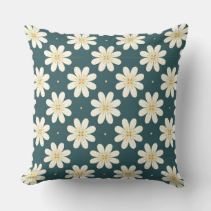 Coussin Motif de fleurs blanc et jaune