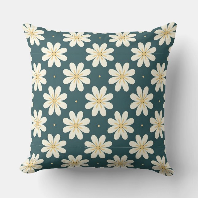 Coussin Motif de fleurs blanc et jaune (Recto)