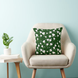 Coussin Motif de fleurs blanches en forme de coeur