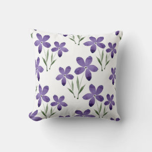 Coussin Motif de fleurs d'aquarelle violette