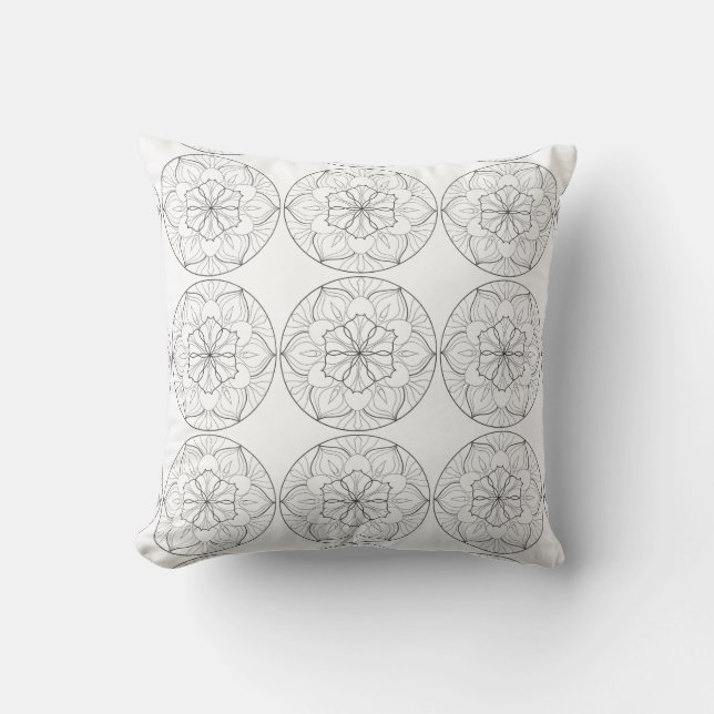 Coussin Motif de fleurs de cercles de Mandala en n (Recto)