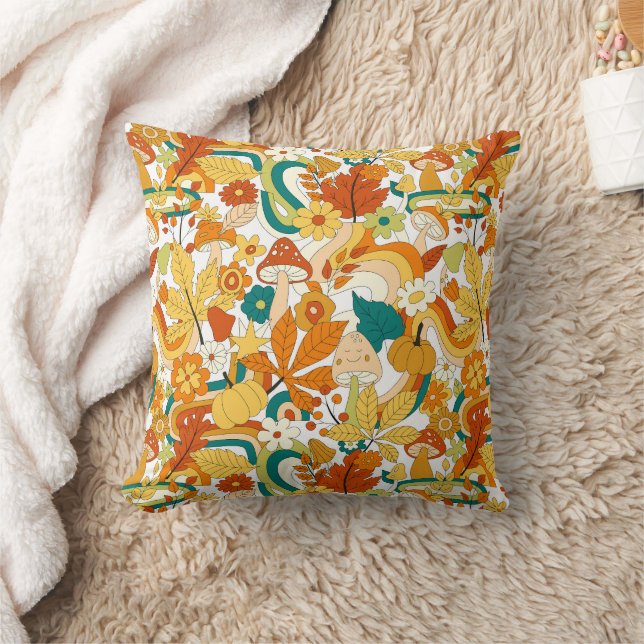 Coussin Motif de fleurs de champignons Super rétro (Couverture)