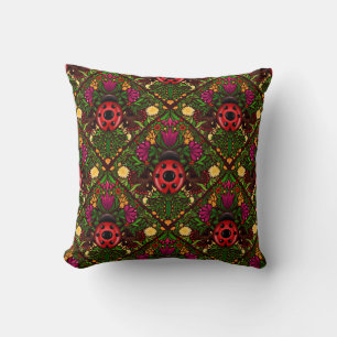 Coussin Motif de fleurs de Ladybugs