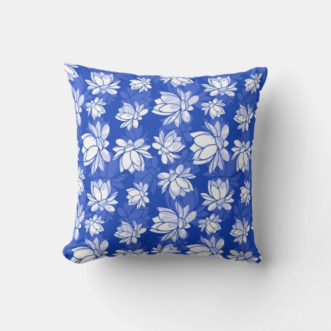 Coussin Motif de fleurs de Lotus blanc sur Arrière - plan  (Recto)