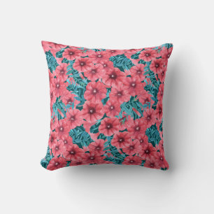Coussin Motif de fleurs de pétunia rouge