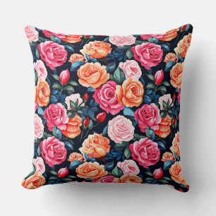Coussin Motif de fleurs de roses en fleurs-80037