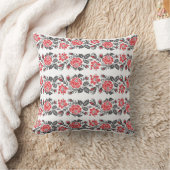Coussin Motif de fleurs de roses rouges à point croisé (Couverture)