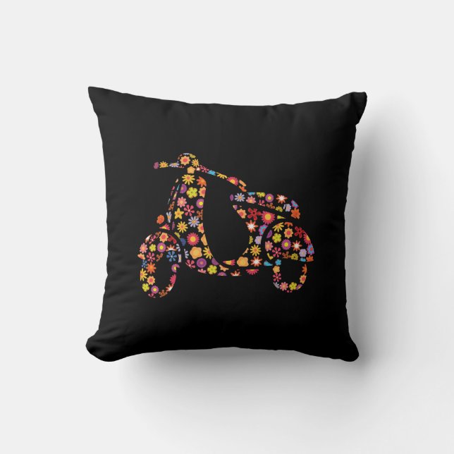 Coussin Motif de fleurs de scooter moteur (Recto)