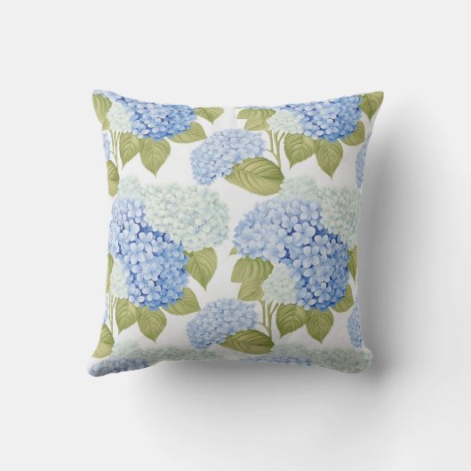 Coussin Motif de fleurs d'hydrangea bleu élégant  (Verso)