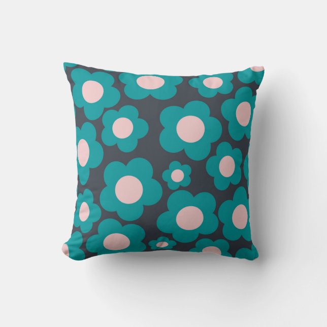 Coussin Motif de fleurs hippie rose pâle (Recto)