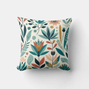 Coussin Motif de fleurs imprimé moderne gras orange vert