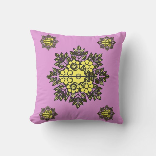 Coussin Motif de fleurs Mandala (Recto)
