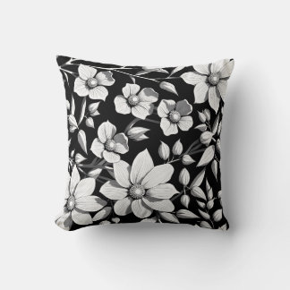 Coussin Motif de fleurs monocrome