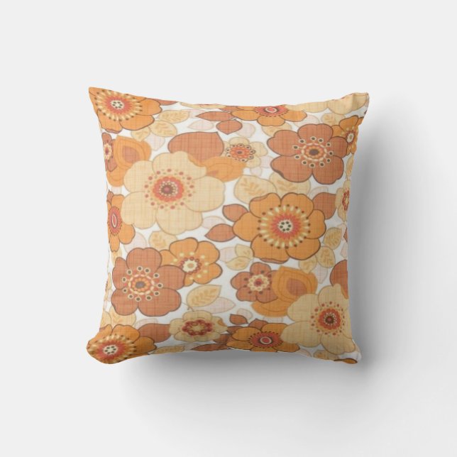 Coussin Motif de fleurs orange (Recto)