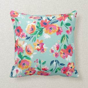 Coussin Motif de fleurs peint