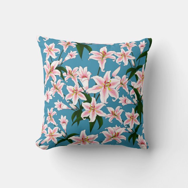 Coussin Motif de fleurs rose Lilly (Recto)
